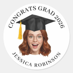 Sticker Rond Diplôme personnalisé avec visage personnalisé et n