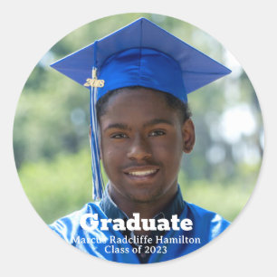 Sticker Rond Diplômé photo personnalisée moderne