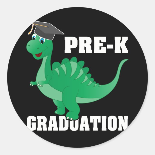 Sticker Rond Diplôme préscolaire Dinosaure préscolaire Pré K (Devant)