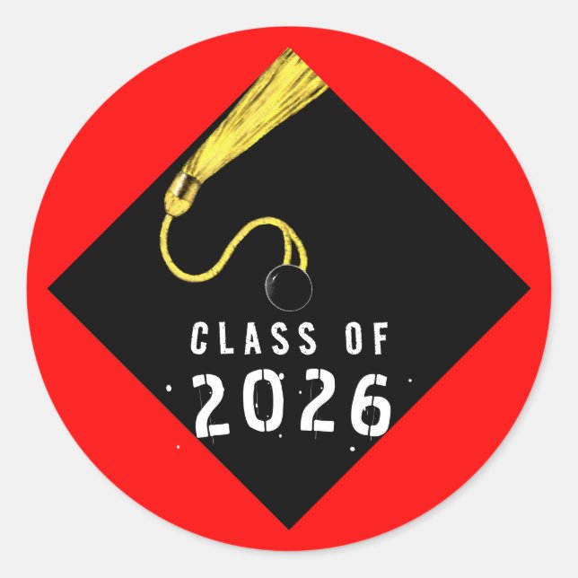 Sticker Rond Diplômé Rouge 2026 (Devant)