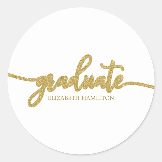 Sticker Rond Diplômé Simple Chic Calligraphie Diplômé (Devant)