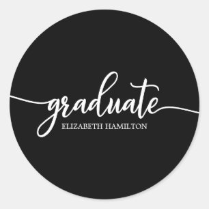 Sticker Rond Diplômé Simple Chic Calligraphie Diplôme