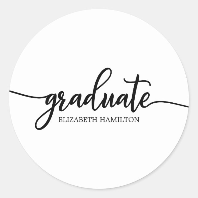 Sticker Rond Diplômé Simple Chic Calligraphie Graduation Classi (Devant)