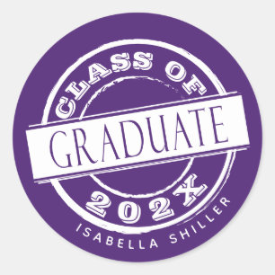 Sticker Rond Diplômé sur mesure en violet