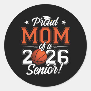 Sticker Rond Diplômée 2026 Maman fière d'un basketteur en termi