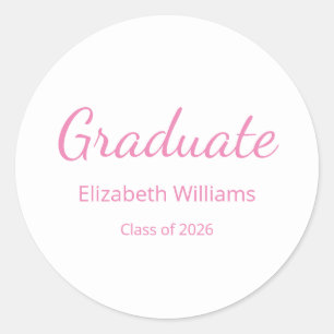 Sticker Rond Diplômée de la promotion 2026 écriture rose 