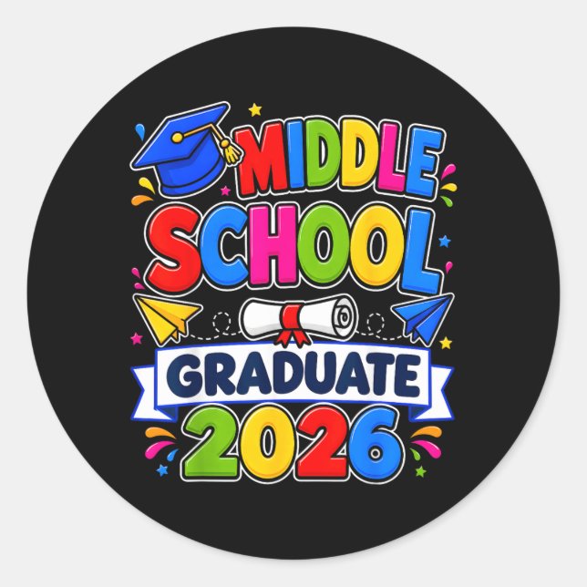 Sticker Rond Diplômés de collège 2026 Étudiants diplômés (Devant)