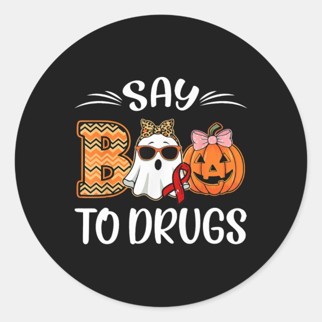 Sticker Rond Dire Boo To Drugs Red Ribbon Week Sensibilisation  (Devant)