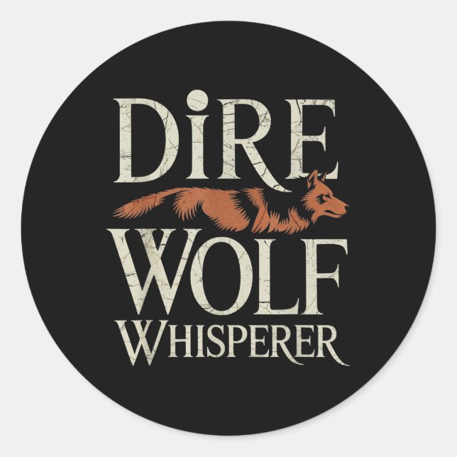 Sticker Rond Dire Wolf Whisperer Grunge (Devant)