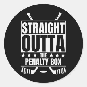 Sticker Rond Directement du banc des pénalités - Hockey drôle