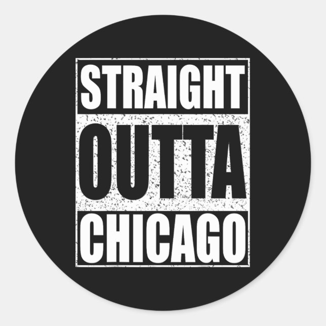 Sticker Rond Directement En Périphérie De L'État De Chicago Ill (Devant)