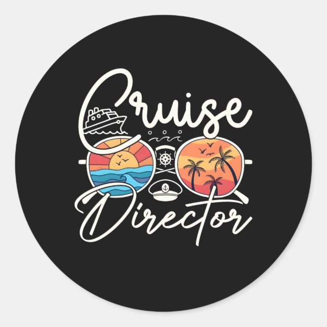 Sticker Rond Directeur de croisière Appréciation Voyage de bate (Devant)