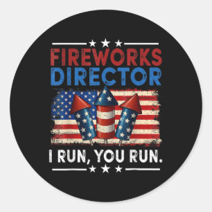 Sticker Rond Directeur de Feux d'Artifice - Je Cours Vous Coure