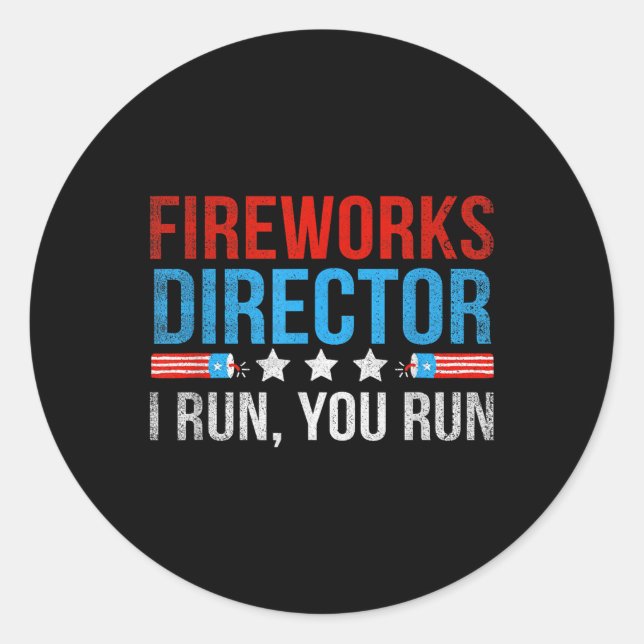 Sticker Rond Directeur de Feux d'Artifice Je Vous Fais Courir D (Devant)