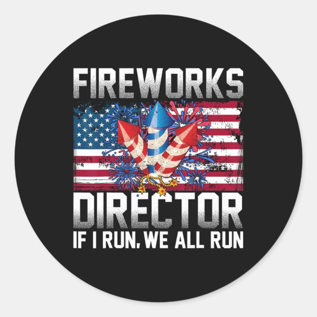 Sticker Rond Directeur de Firework Technicien Je Vous Exécute 4 (Devant)