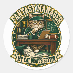 Sticker Rond Directeur de Football Fantastique Chat Rétro Art V