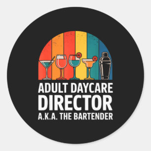 Sticker Rond Directeur de garderie pour adultes drôle aka l'hum