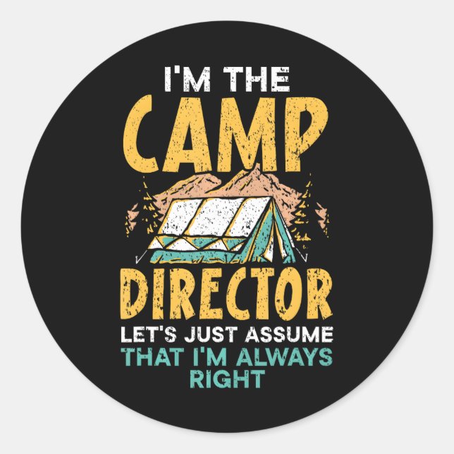 Sticker Rond Directeur du camp Équipe de camping Coup de feu ex (Devant)