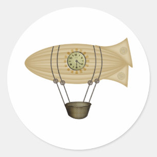 Sticker Rond dirigeable zeppelin steampunk