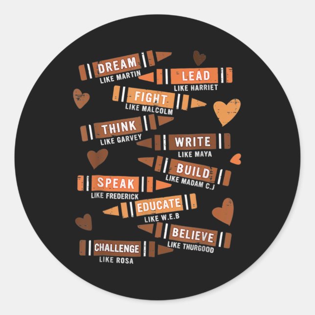 Sticker Rond Dirigeants comme Martin Rêvent Histoire Noir Afric (Devant)
