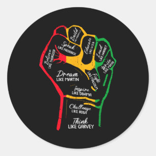 Sticker Rond Dirigeants noirs inspirants poing levé main noire