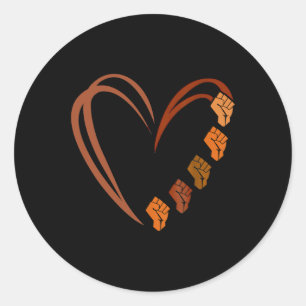 Sticker Rond Dirigeants Noirs Inspirants Poing Puissant Main Mo