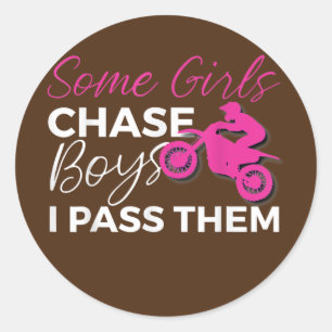 Sticker Rond Dirt Bike Motocross Girl