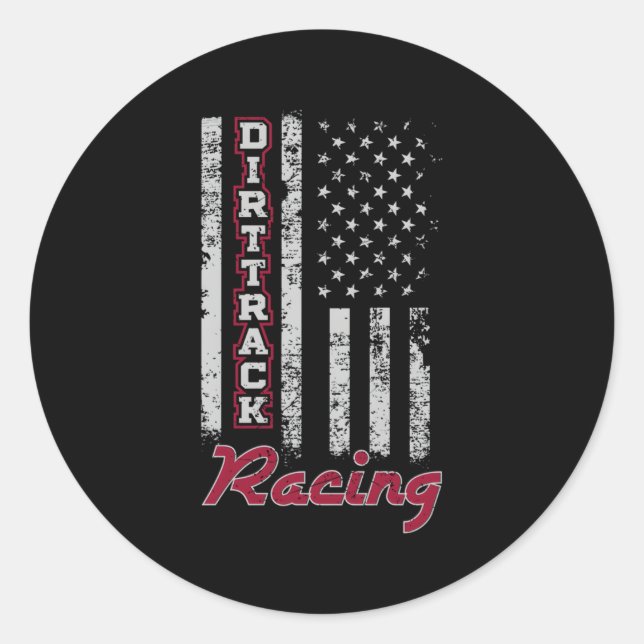 Sticker Rond Dirt Track Racing drapeau américain (Devant)