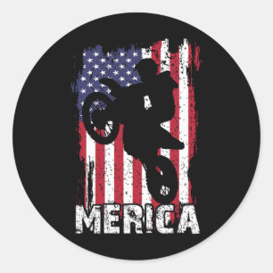 Sticker Rond Dirt Vélo Drapeau Américain Merica Motocross 4e Ju
