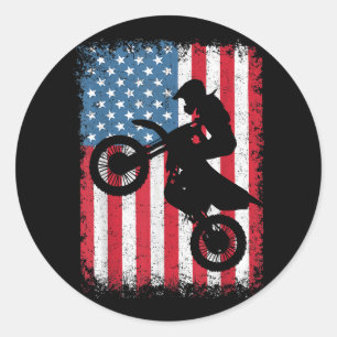 Sticker Rond Dirt Vélo Drapeau Américain Motocross Vélo Hommes