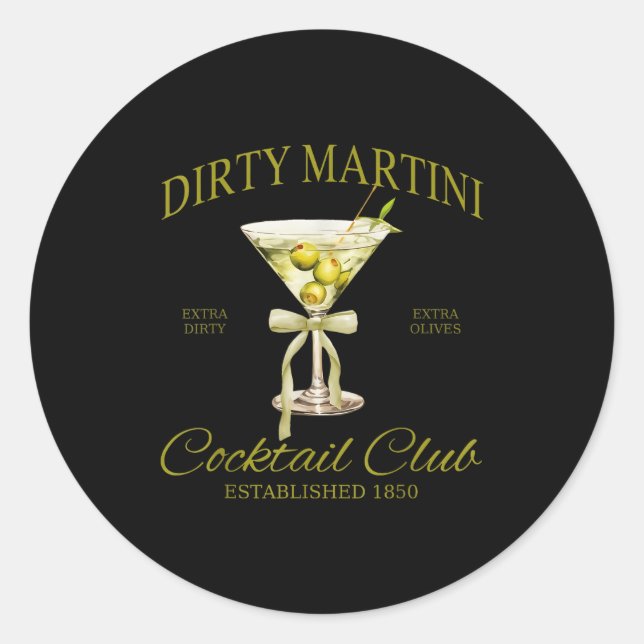 Sticker Rond Dirty Bachelorette Martini Tail Club Martini Drink (Devant)
