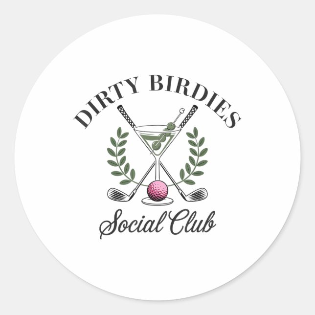 Sticker Rond Dirty Birdies Social Club Golf & amp; Boire F (Devant)