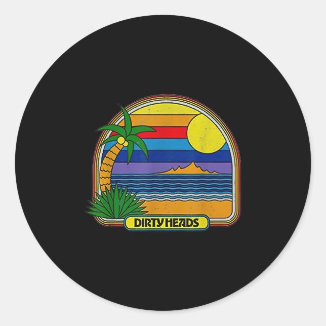 Sticker Rond Dirty Heads Retro Beach (Devant)