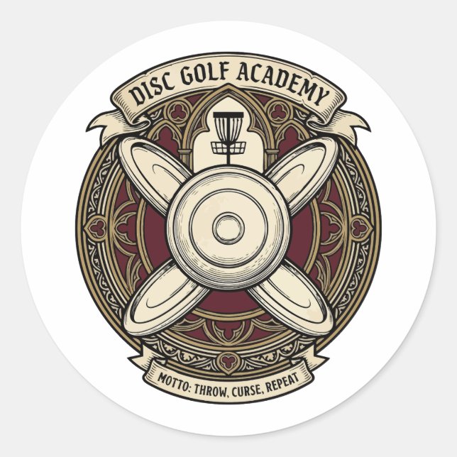 Sticker Rond Disc Golf Academy Crest (Devant)