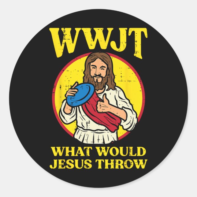 Sticker Rond Disc Golf Wwjt Que Jésus Jeterait Frisbee Men (Devant)