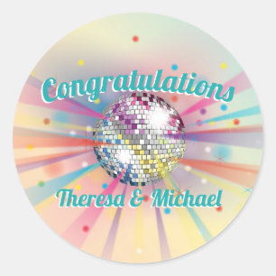 Sticker Rond Disco Ball Baby shower Super Pastel Rainbow