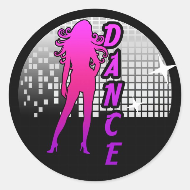 Sticker Rond Disco Ball Dancer. (Devant)