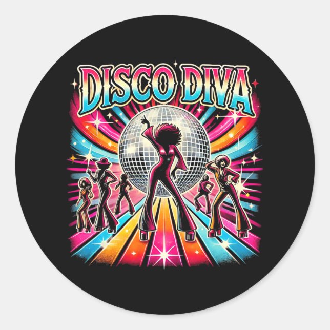 Sticker Rond Disco Ball Disco Diva Queen (Devant)