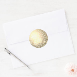 Sticker Rond Disco Ball Retro les années 70 Gold Enveloppe Scea
