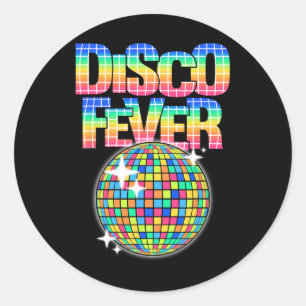 Sticker Rond Disco Ball Thème Disco Vintage Fièvre Danser