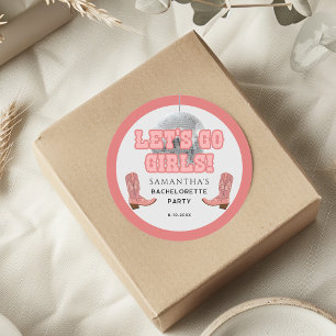 Sticker Rond Disco Cowgirl Lets Go Girls Bachelorette Party