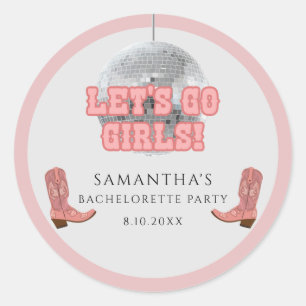 Sticker Rond Disco Cowgirl Lets Go Girls Bachelorette Week-end