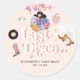 Sticker Rond Disco Cowgirl Nashville Rose Rodeo   Enterrement d