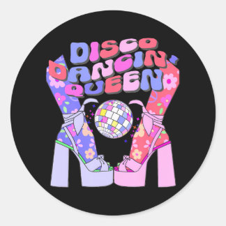 Sticker Rond Disco Dancing Queen 70's Dancer Maman Dance les an