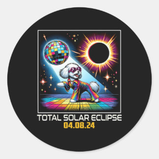 Sticker Rond Disco Danseuse de chien Éclipse solaire