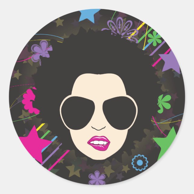 Sticker Rond Disco ~ Disco Queen Funky 1980s 80s Musique (Devant)