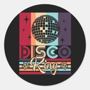 Sticker Rond Disco King 1970s Vintage les années 70 Dance Part