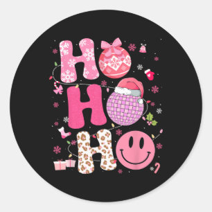 Sticker Rond Disco Léopard super Noël Noël Noël Père Noël Femme