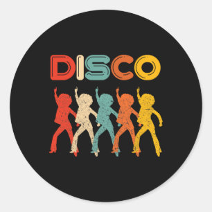 Sticker Rond Disco les années 70 Disco Thème Vintage Retro Danc
