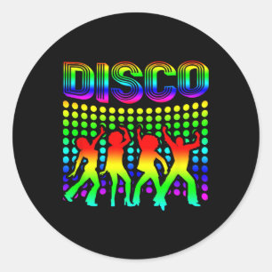 Sticker Rond Disco les années 70 Disco Thème Vintage Retro Danc